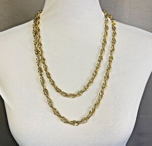 VTG  Monet Necklace 52" Long Gold Tone Oval Link Chunky Chain Retro Style